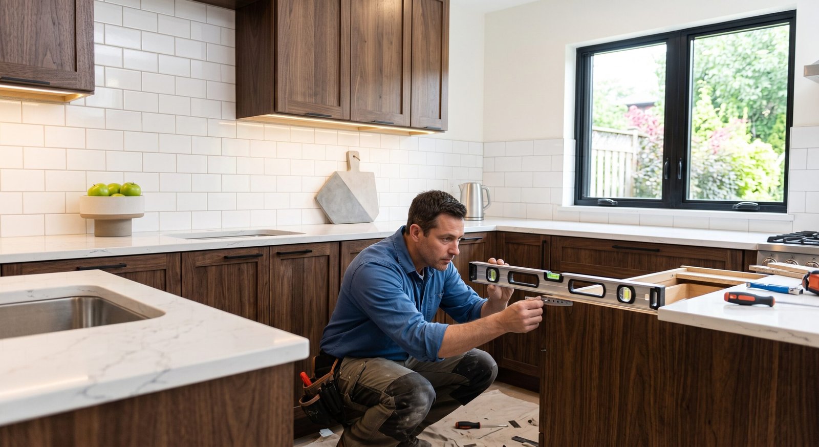 Professional installation influencing overall kitchen remodeling cost and craftsmanship value